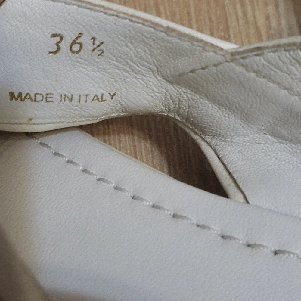 (SOLD)Authentic Prada white leather with crystal embelished slingback - Picture 3 of 5